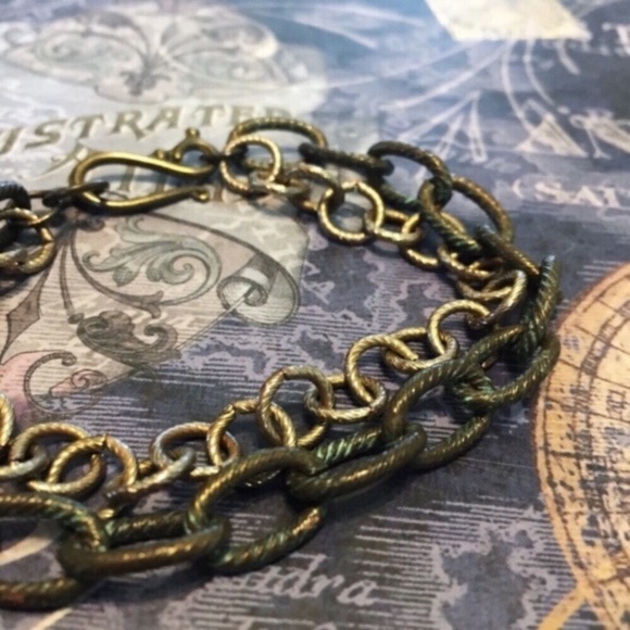Rustic Chunky Double Chain Bracelet! - Picture 3 of 7